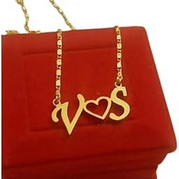 VS letter 18k Gold plated pendant, Necklace chain for men and women t-image-26
