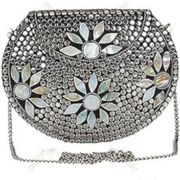 Shakuntala Textiles Bridal Women's Antique Brass Purse Ethnic Handmade Metal Clutch Bag-picture-10