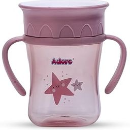 Adore Magic 360 Spoutless Sipper Cup with Handle |Baby Water Bottle for 6 to 12 Month Baby | Anti Spill Water Sipper Straw Cup for Kids | Spout Sipper for Baby for Baby & Toddlers (250ml, Pink)-11