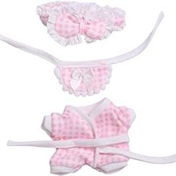 CALANDIS™ Doll Top Pants Set Fashion Cute Soft Pendant Doll Doll Clothes for 17cm Doll Pink Grid-image-52