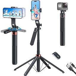 Adofys Selfie Stick with Tripod Stand 360 Degree Rotation Rechargeable Remote Quadripod Stand Balance Handle 71-inch Selfie Stick for Phone Camera Gopro 360°Panoramic Shooting Vlogging Live Stream-2