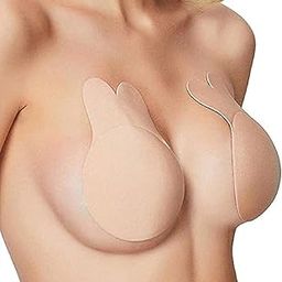 Women Silicone Push Up Invisible Bra Tape Lift Up Strapless Bra Self Adhesive Backless Sticky Rabbit Shape Brest Lift Petals Reusable 1 Pair, Peach, Free Size-picture-9