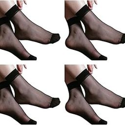 NAWAB Ultra-Thin Black Sheer Net Skin Ankle Length No Show Women/Girl Socks(4 PAIR)-image-13