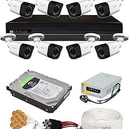 CP Plus 2.4MP, H.265+, 2TB Storage, 8 Camera Combo Kit with (8Ch DVR, 8 Bullet Cameras, 2TB HDD, Power Supply, 90Mtr Cable, Audio Mic and Connectors) 2.4 MegaPixel CCTV Security Camera Set-12