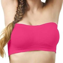 Women's/Girl's Nylon Spandex Non-Padded & Non Wired Seamless Tube Bra for Running, Athletics, Excercise, Gym (Free Size (Suitable Upto 32)-picture-1