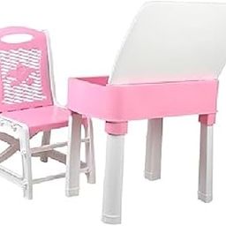 RISEM INTERNATIONAL Study Table & Chair Set for Boys and Girls with Small Box Space for Pencils and Other Stationery Plastic Study Table (2-6 Years) (Pink)-image-1