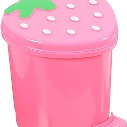 Unomor Mini Trash Can, Cute Strawberry Trash Can Desktop Rubbish Bin Pop up Garbage Can Strawberry Countertop Wastebasket Tiny Heart Dustbin for Car Office Desk Pink-1