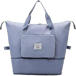 Large Travel Luggage Duffel Bag with Wet Clothes Compartments, Foldable Sports Duffel Bag Fashion Travel Bag with Expandable Space (Blue)-image-96