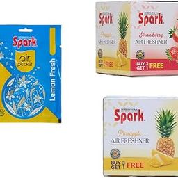 Spark International Green Apple and Lemon Air Pocket Air Freshener Last upto 30 Days and Strawberry and Pineapple 5X Long Lasting Freshness Air Freshener (Combo of 4)-picture-18