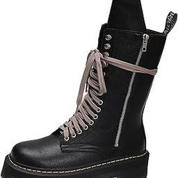 Women Fall Boots Comfortable Fashion Flat Heel with Zipper Closure Round Toe black 35-image-38