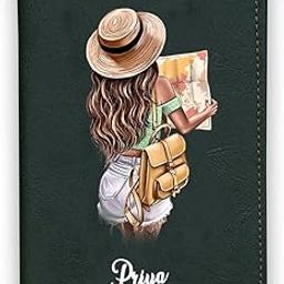 Customized Passport Cover for Girls | Leather Name Printed Passport Holder for Her | Women Travellers, Travel Accessories | Birthday Gift for Her (Girl Traveller with Map)-image-27