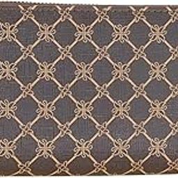 Women's, Zip-Around Wallet with, Card Slots and Coin Holder(Flower Brown)-42