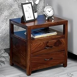 DAKSH sheesham Wood Bedside Table for Bedroom | Wooden Nightstand Lamp Table Modern Side Table with Storage 2 Drawer for Living Room Furniture,Storage Organizer-11
