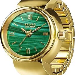 Elegant Ring Watch in Gold Strap with Malachite Dial-picture-34