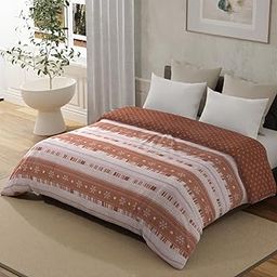 Cloth Fusion Glace Cotton 190 TC Blanket Cover King Size with Zipper, Perfect Duvet Cover/Rajai Cover/Comforter Cover Double Bed for Home (86x90 inches, Rust & Brick Red)-image-70