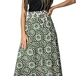 Cotton Women Jaipuri Printed Long Wrap Around Skirt (Free Size Upto 44 -XXL)-image-14