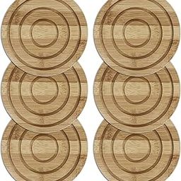 HOKIPO® Eco-Friendly Extra Thick Bamboo Wooden Coasters for Home Pan Pot Holder for Dining Table Heat Pad for Kitchen - Pack of 6 (AR2924*6)-image-3