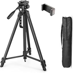 NISHTECH 67 Inch Foldable Tripod Stand with Phone Holder & 360° Ball Head, 5kg Load Capacity, Aluminum Alloy Legs with Rubberized Feet & Flip Locks, Carry Bag, for Photo & Video Shoots (Black)-15