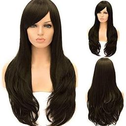 CHRONEX 24" Side Bangs Straight Long Full Hair Head Wig For Girls & women (Black)-image-1