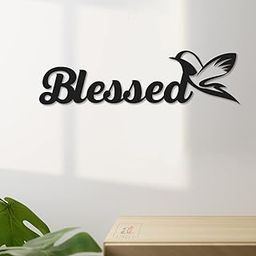 Blessed Bird MDF Plaque Painted Cutout for Wall Décor Ready to Hang Home Décor Wooden Modern Wall Art for Office Decoration Signs with Double-Sided Tape by Art Street (Black, 3.5x13 Inches)-image-29
