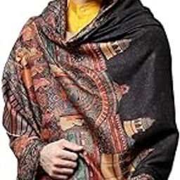 Men's Acro Wool Blend Digital Print Design Woven Wraps, Stoles, Unisex Shawls, 100cm x 200cm-image-86