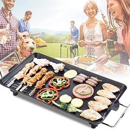 Inllex Teppanyaki Grill, 46×26 cm Electric Table Grill, BBQ Barbecue Griddle Non-stick Hot Plate with Adjustable Thermostat 2000W，Black-19