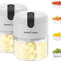 InstaCuppa Rechargeable Mini Electric Chopper - Stainless Steel Blades, One Touch Operation, For Mincing Garlic, Ginger, Onion, Vegetable, Meat, Nuts, (White, 250 ML, Pack of 2)-18