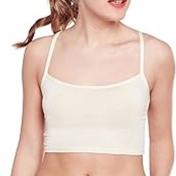 Women's Girl's Cotton Short Spaghetti Tank Top Slips Under Dress (GS12_Cream)-14