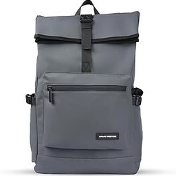 Kaya PU-1005 Roll-Top Laptop Backpack for Men | Waterproof Travel & Office Bag with Front Zipper Pocket | Fits up to 15.6-Inch Laptop (Grey)-image-15