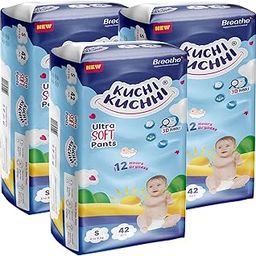 KUCHI KUCHHI Premium super soft baby diaper with a 3D bubble top and super absorbent core | Added active leak barriers and wetness indicators - S Size, 126 Count-picture-3