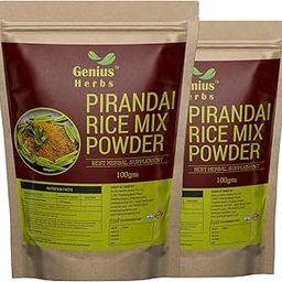 Genius Herbs Pirandai Rice Mix Powder - 100gms | For Bone Health | Supports Wound Healing | Controls Menstrual Disorders | Good for Joint Health | Treats Respiratory Disorders | No Preservatives | Pack of 2-93
