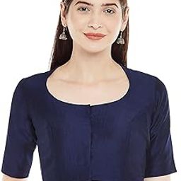 Women's Polyester Readymade Soft Solid Colored Saree Blouse with Short Sleeves-image-92