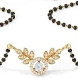 American Diamond Micron Gold Plated Mangalsutra Pendant with Short Chain for Women-image-97