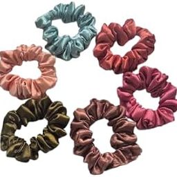 Satin Silk Hair Scrunchies, Set of 6, Multicolour, for Women and Girls Multicolour combo 6-image-74