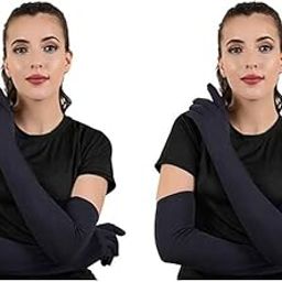 Women's and Men's Cotton Pollution and Sunburn Sunlight Protection Full Hand Gloves(65CM) for Biking and Driving Dust (Pack of 2)-image-5