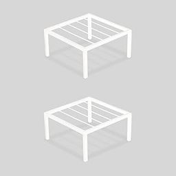 BonKaso Heavy Duty Square White Plant Stand, Pack of 2 Planter Metal Stand for Indoor Potted Plants, Outdoor Plant Stand for Home, Balcony, Garden with Space-Saving Design-image-12