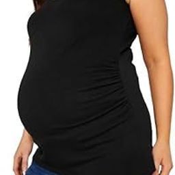 Long Enough to Cover Hip Maternity Side Ruch Tank Tops/Basic Maternity Tops for Summer Casual Wear Plus Size Pack of 1-picture-2