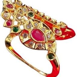 Vanki One Gram Gold Plated Ring with Stones for Women, Royal Indian Style, Small Size-image-11