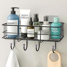 DDX Bathroom Organizer Without Drill/GI Steel Self Adhesive Bathroom Shelf for Wall with Magic Stickers - Pack of 1 (Black, CED Powder Coated)-image-57