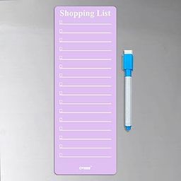 CVANU Acrylic Shopping List Fridge Magnetic Routine Planner Board with Marker & Dry Eraser on Marker's Cap for Fridge Door (9.5inchX3.5inch) Purple-22