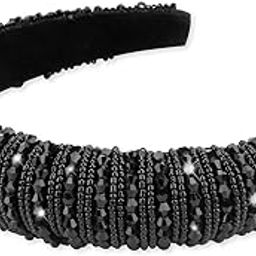 Stylish Full Crystal Luxury Hairbands | Fancy Shiny Bling Diamond Sparkle Crystal Beaded Headband | Hand-Woven Black White Pink Padded Rhinestones Hair Accessories-image-9
