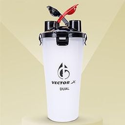 Vector X Dual Shaker/Sipper Bottle with two Compartment for Storing Different Drinks (White, PACK OF 1)-image-2