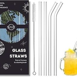 SAVE Reusable Glass Straw Set | 4 Straws & 1 Cleaning Brush | Ecofriendly Multiuse Drinking Straws | Cute Straws for Cocktails, Mocktails, Shakes & More Drinks (Combo, Crystal White)-23