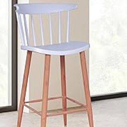 Creative Scandinavian Bar Chair with Polypropylene Seat & Sturdy Metal Frame – Modern Wooden Look, Ideal for Kitchen, Cafe, Office, Restaurant, & Hotel Use (Pack of 1) (White)-image-22