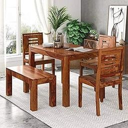 SB Furniture Solid Sheesham Wood Dining Table Set 4 Seater with 3 Chairs and Bench for Living Room | Honey Finish | Four Seater Dining Table Room Sets || Dinning Table || Best Dining Table Hotel Home-image-51