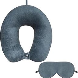 Nitsha Valvet U Shape Neck Rest Pillow with Pocket and Sleeping Eye Mask for Men Women Boys Girl - Color Grey-image-82