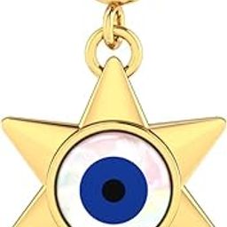18K Yellow Gold Starry Evil Eye Charm for Women-image-57