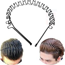 Pack of 2 Zig Zag Metal Hair Bands for Men & Women's Headbands Beauty Care, Women's Accessories Elastic Non-Slip Wide, Yoga Non-Slip Fashion Adjustable Elastic Boys and Girls-image-55