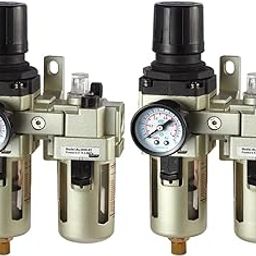 HOSEMART [Pack of 2] - 1/2" Inch BSP Pneumatic FRL Unit (Air Filter + Regulator + Lubricator) with Metal Guard For Air Compressor Unit-picture-31