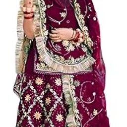 Heavy Embroidery Work Semi Stitched Shimmer Silk Designer Rajputi Poshak For Women Rajasthani Lehenga Choli-picture-32